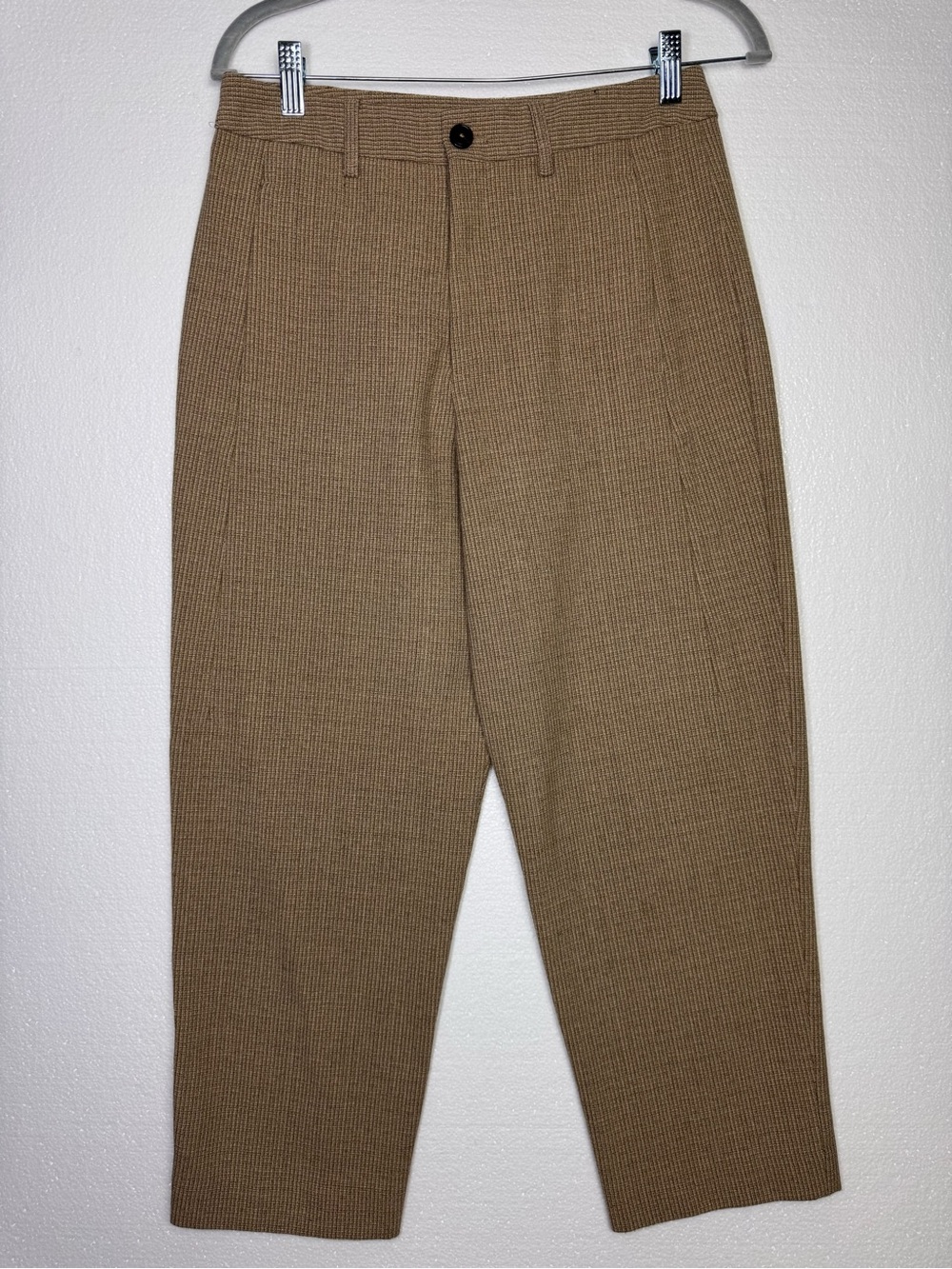 CLOSED Brown Plaid cropped Straight Leg Trousers Italian Fabric Size 27